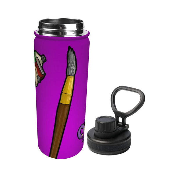 guitos™ Max Artist Paint Palette Sports Insulated Water Bottle Elementary Middle School Foldable Handle Hinge Cap (Purple)