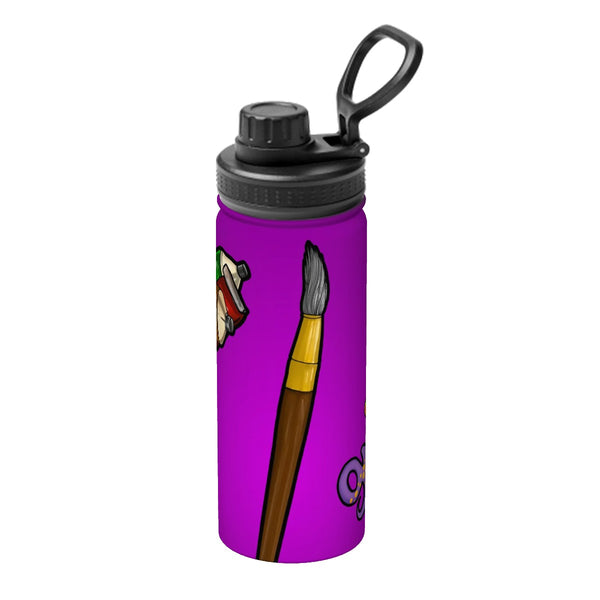 guitos™ Max Artist Paint Palette Sports Insulated Water Bottle Elementary Middle School Foldable Handle Hinge Cap (Purple)