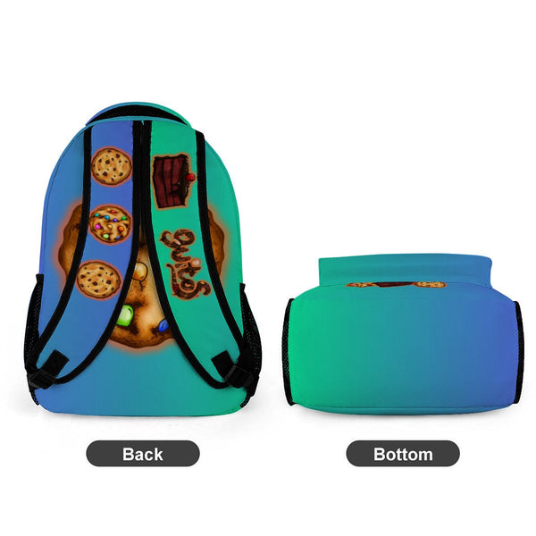guitos™ Stash Chocolate Cookie Candy Sweets Gecko Kids Elementary Middle School Backpack Bookbag (Teal/Blue)