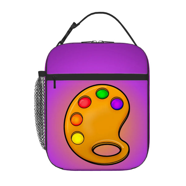 guitos™ Max Artist Paint Palette Gecko Kids Elementary Middle School Insulated Lunch Bag Box (Purple/Yellow)