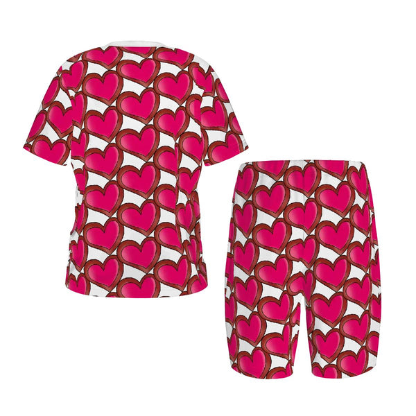 guitos Joyride Red Hearts Print Kids Short Sleeve Pajama Set