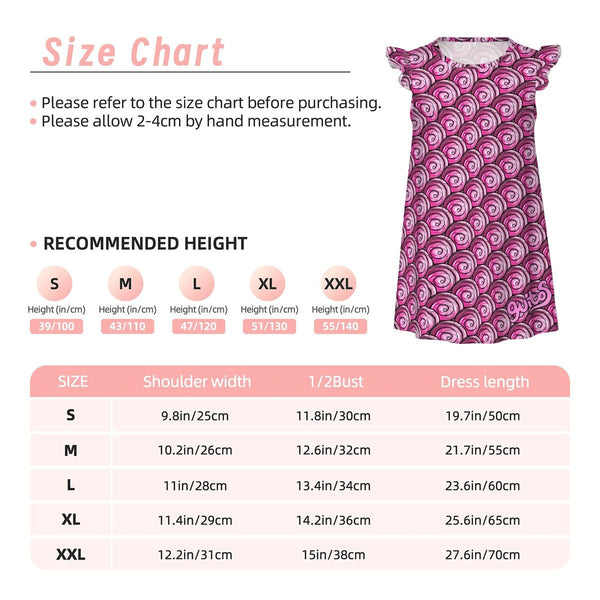 guitos Stash Pink Candy Girls Ruffle Sleeve Nightgown