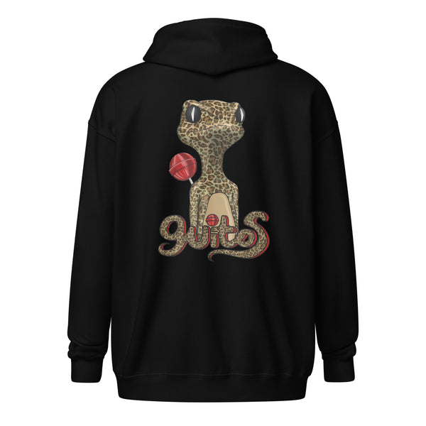 Sweet and Wild Leopard Gecko Zip Hoodie | Cherry | Guitos