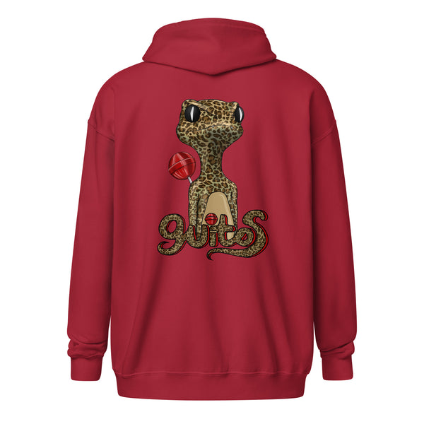 Sweet and Wild Leopard Gecko Zip Hoodie | Cherry | Guitos