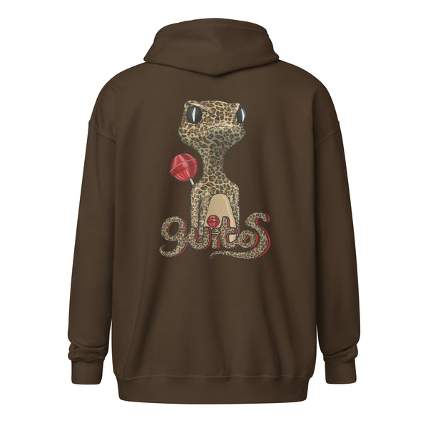 Sweet and Wild Leopard Gecko Zip Hoodie | Cherry | Guitos