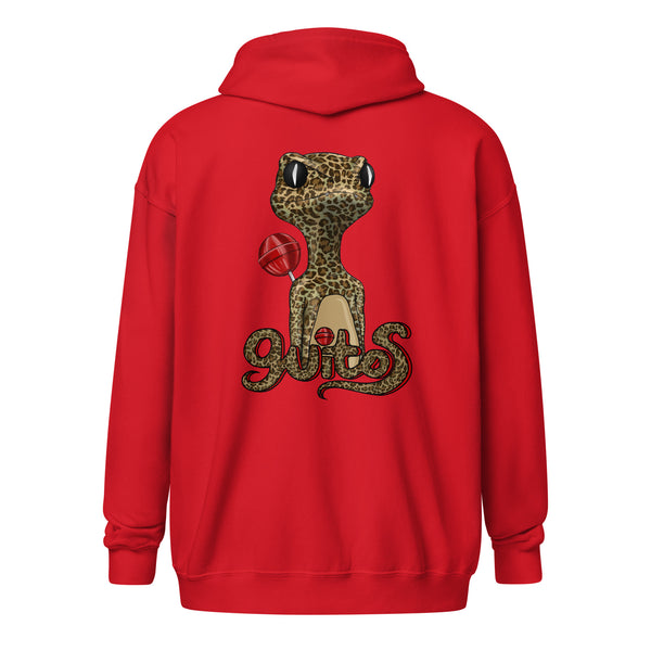 Sweet and Wild Leopard Gecko Zip Hoodie | Cherry | Guitos